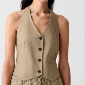 NWT GAP‎ Large Linen Halter Khaki Vest